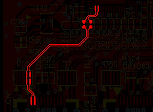 差分線盡量走等長線、等距，避免時(shí)序偏差及共模干擾